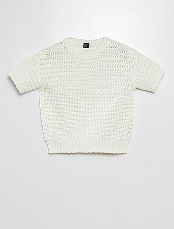 Camisola em croché de manga curta