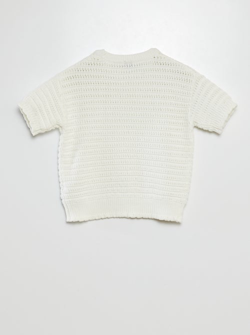 Camisola em croché de manga curta - Kiabi