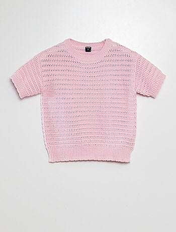 Camisola em croché de manga curta