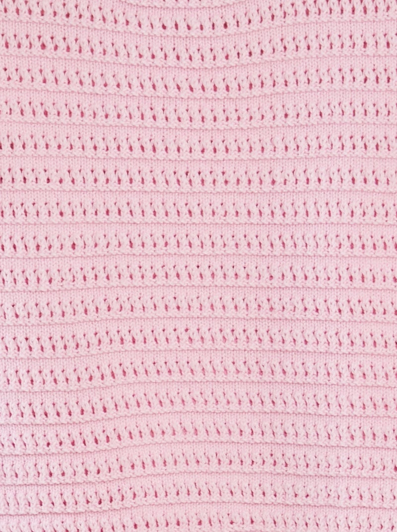 Camisola em croché de manga curta ROSA - Kiabi