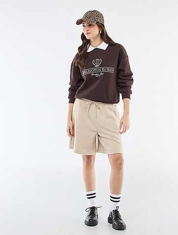 Camisola em french terry com gola polo