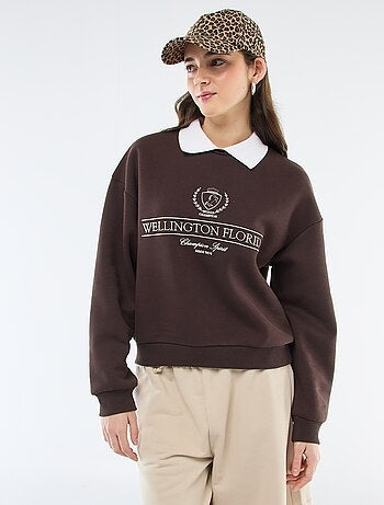 Camisola em french terry com gola polo