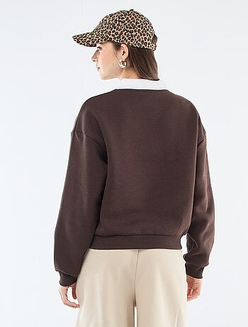 Camisola em french terry com gola polo