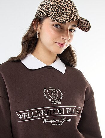 Camisola em french terry com gola polo