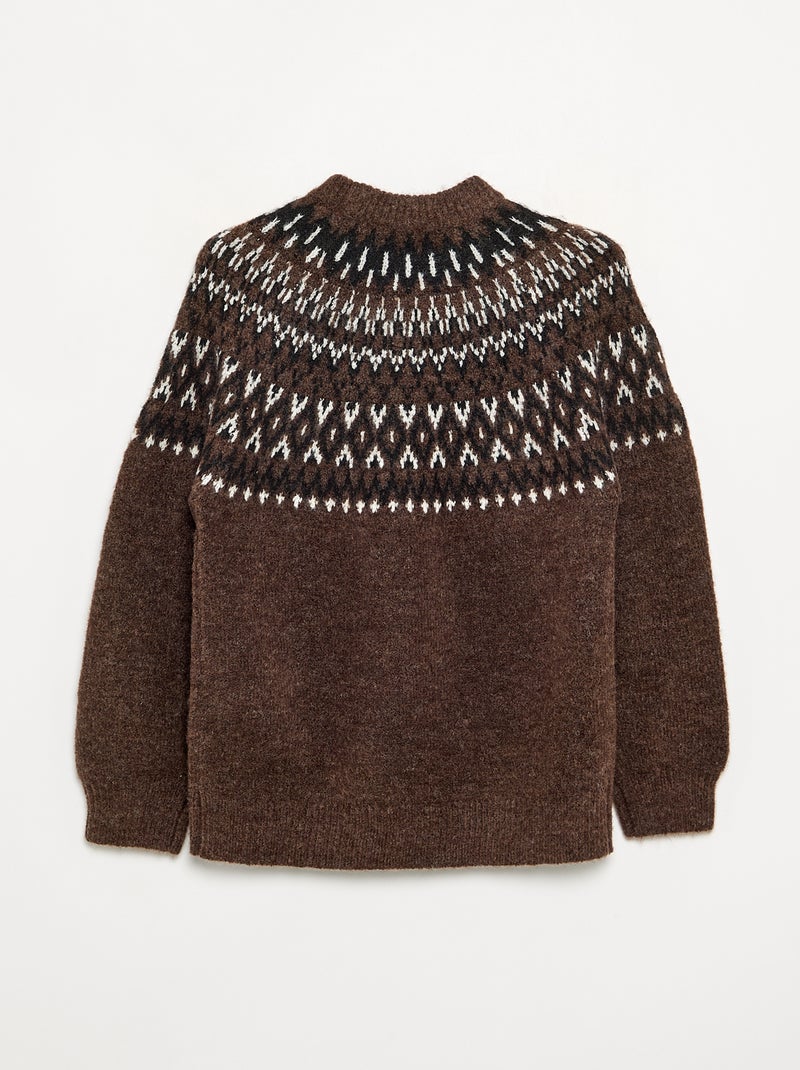 Camisola em jacquard Castanho - Kiabi