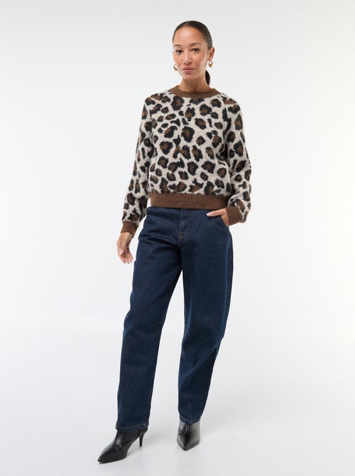 Camisola em jacquard com estampado de leopardo - Kiabi
