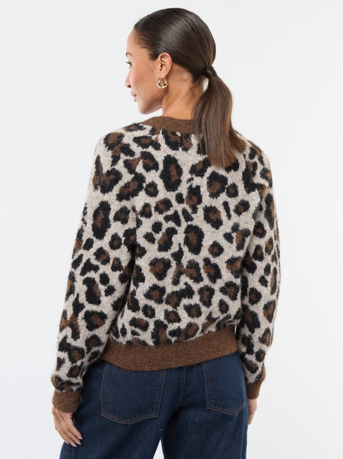 Camisola em jacquard com estampado de leopardo - Kiabi