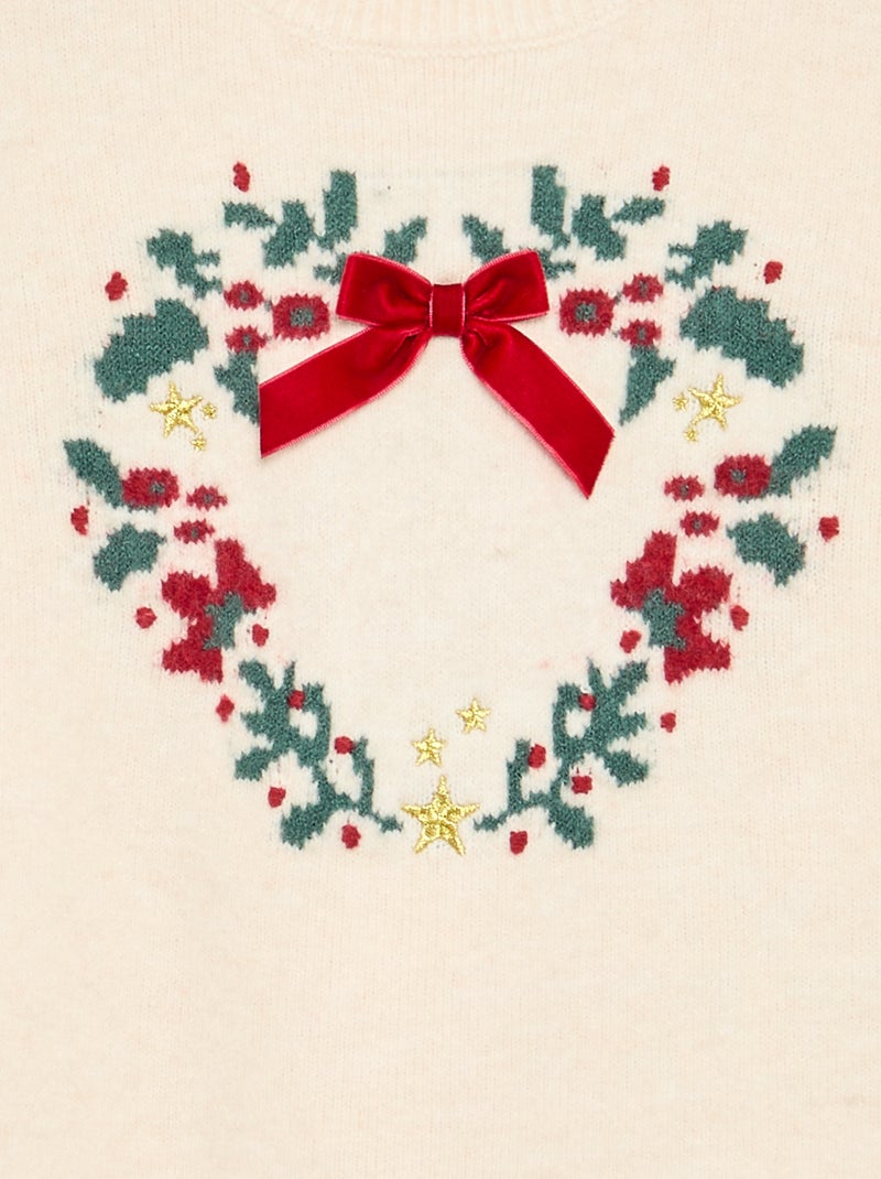 Camisola em jacquard 'Natal' Bege - Kiabi