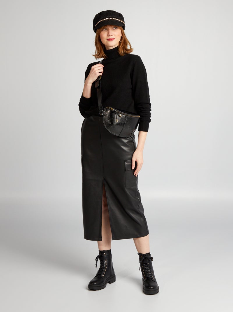 Camisola em lã de gola alta Preto - Kiabi