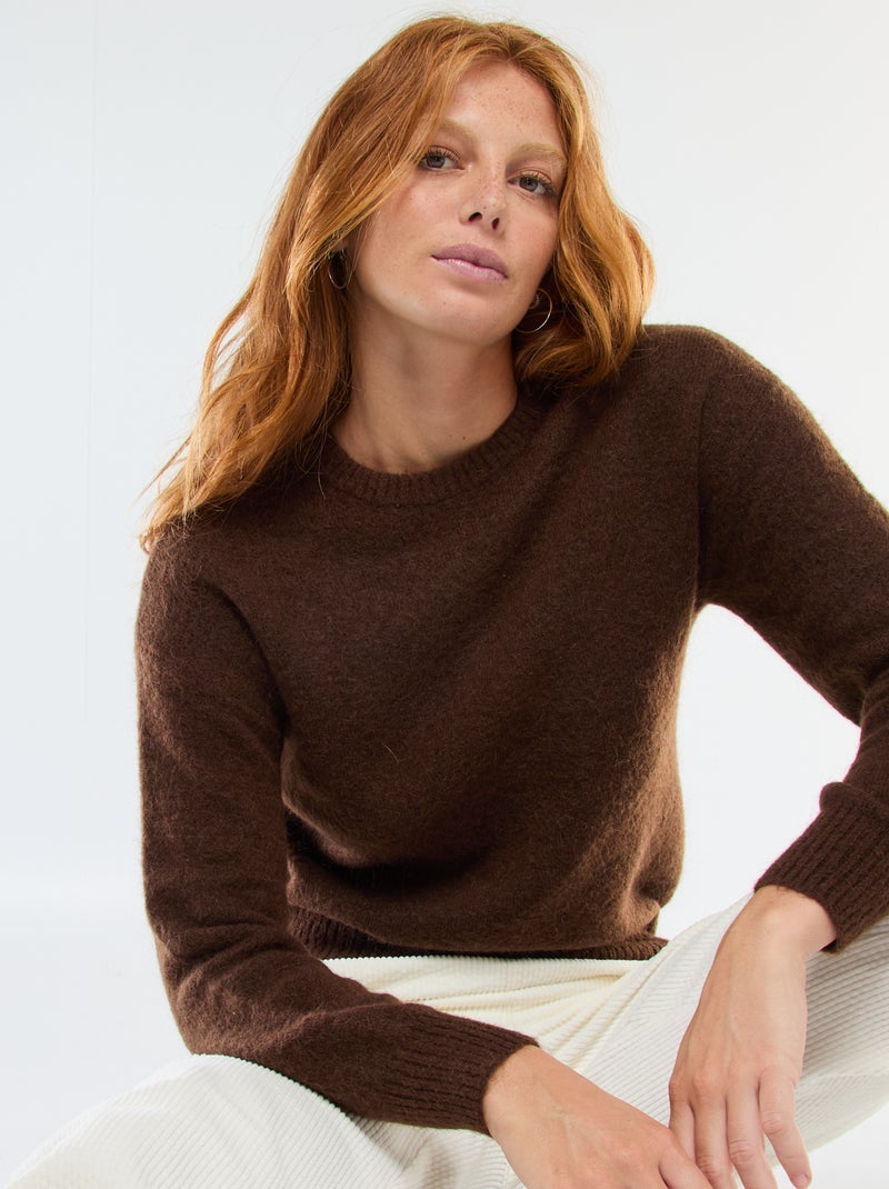 Camisola em lã e mohair misturado Castanho - Kiabi