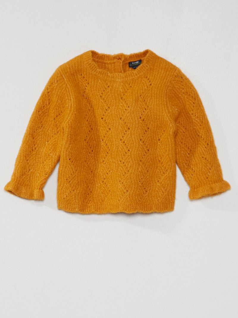 Camisola em malha ajurada AMARELO - Kiabi