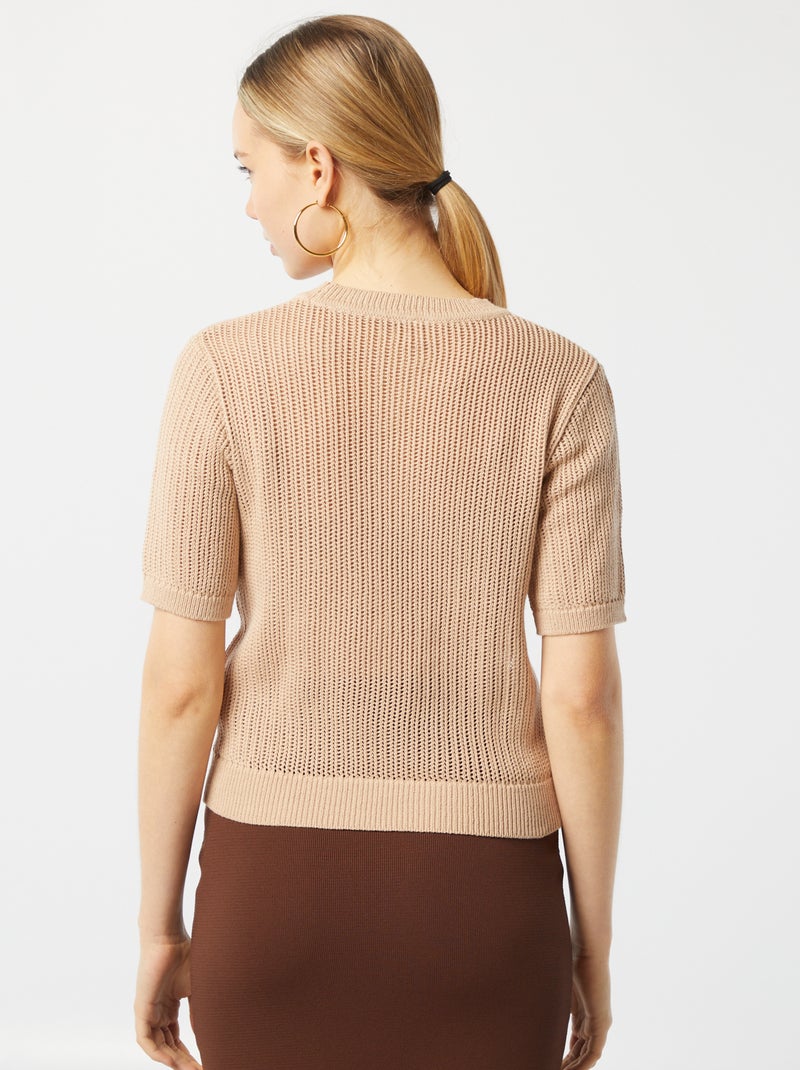 Camisola em malha ajurada BEGE - Kiabi