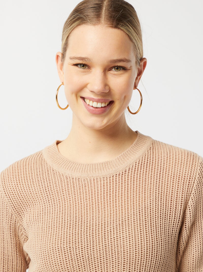 Camisola em malha ajurada BEGE - Kiabi