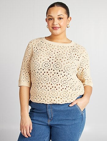 Camisola em malha ajurada