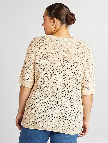 Camisola em malha ajurada