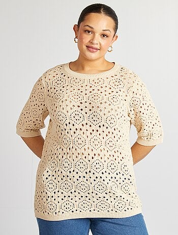 Camisola em malha ajurada