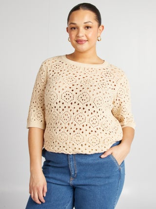 Camisola em malha ajurada