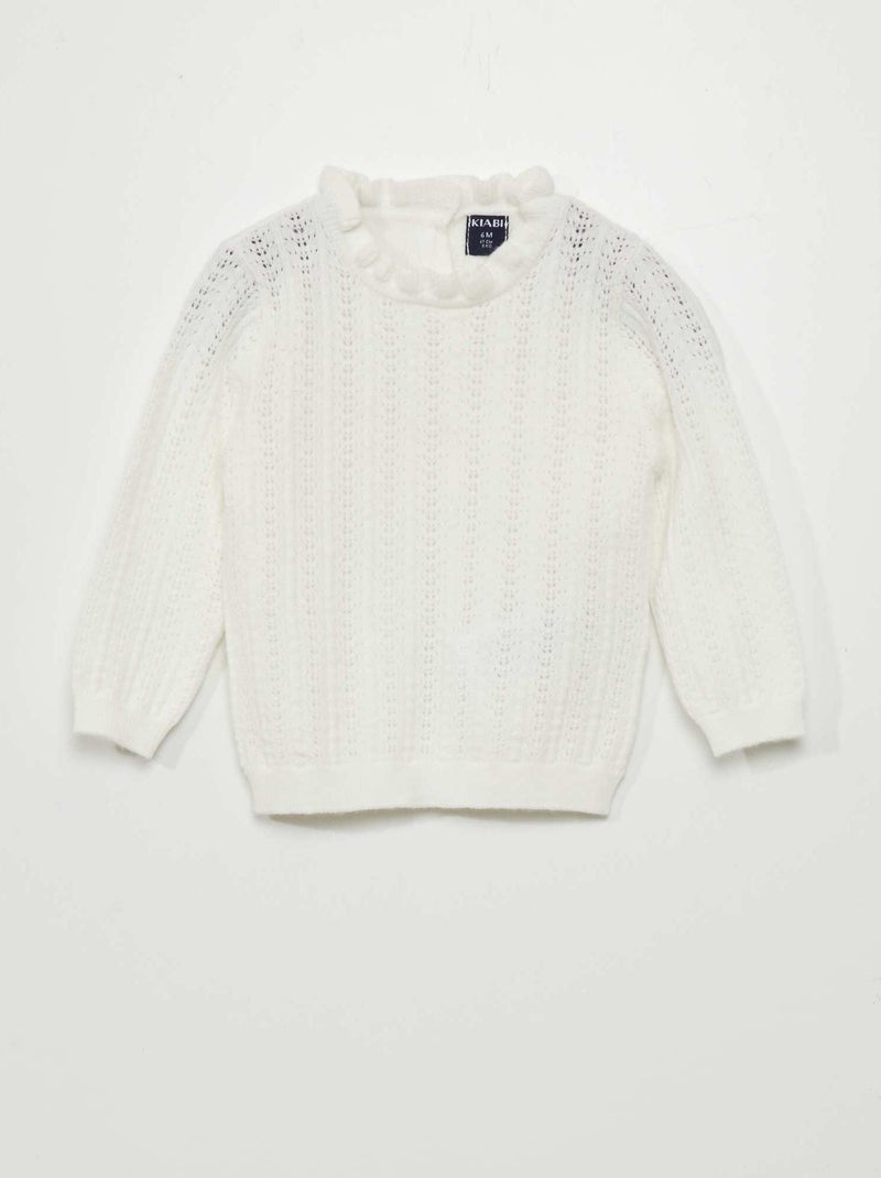 Camisola em malha ajurada Branco - Kiabi