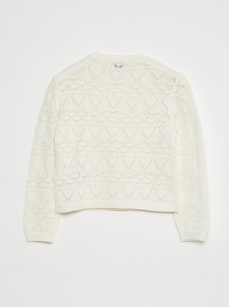 Camisola em malha ajurada Branco - Kiabi