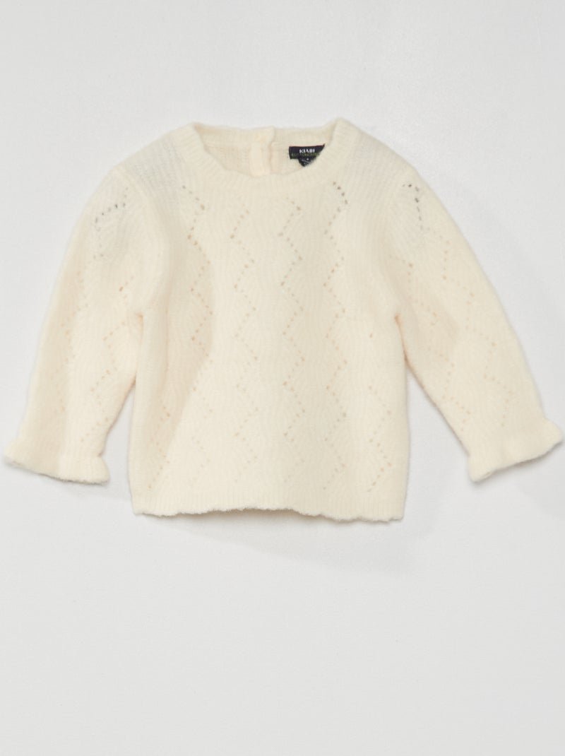 Camisola em malha ajurada BRANCO - Kiabi