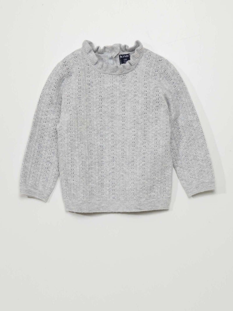 Camisola em malha ajurada CINZA - Kiabi