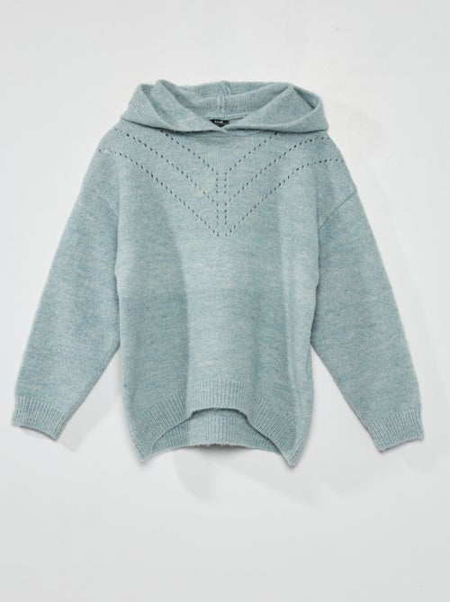 Camisola em malha ajurada com capuz - Kiabi