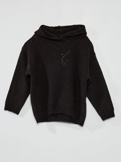 Camisola em malha ajurada com capuz - Kiabi