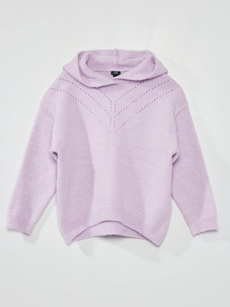Camisola em malha ajurada com capuz VIOLETA - Kiabi