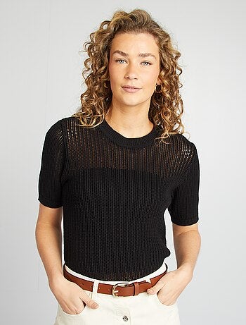 Camisola em malha ajurada