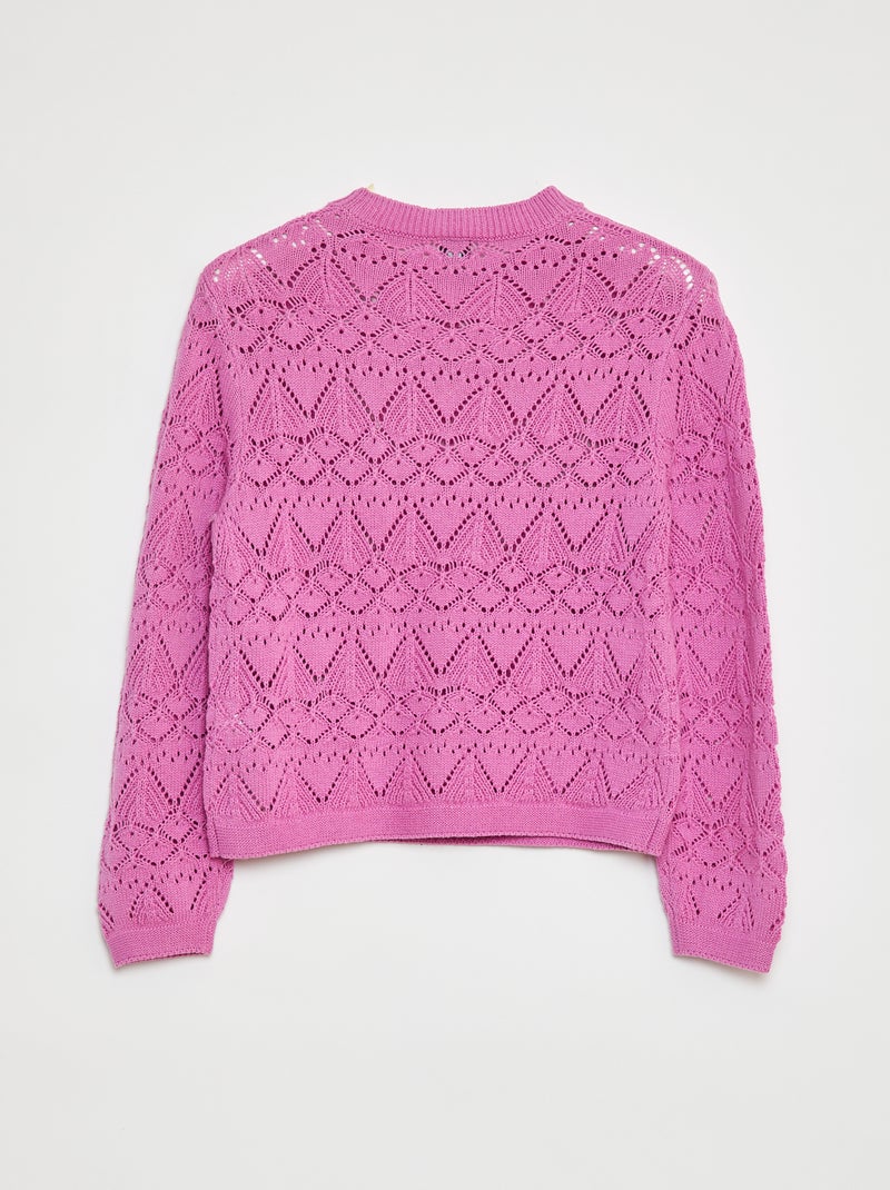 Camisola em malha ajurada Rosa - Kiabi