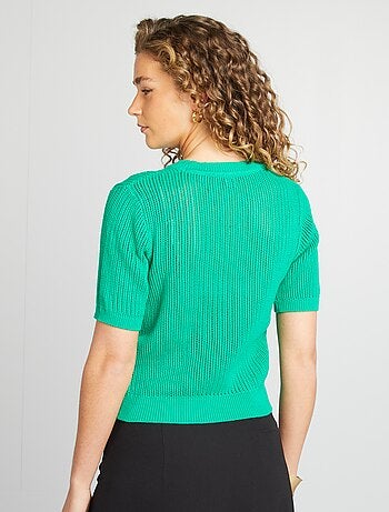Camisola em malha ajurada