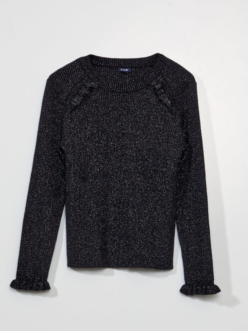 Camisola em malha brilhante PRETO - Kiabi