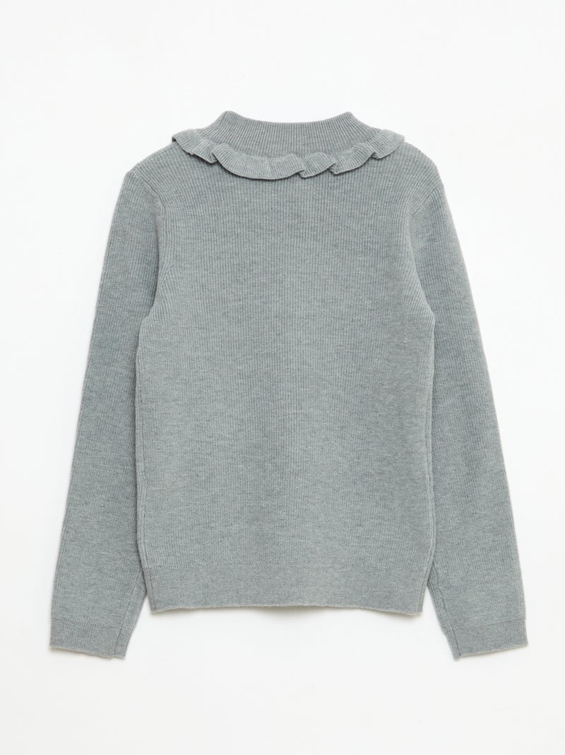 Camisola em malha canelada Cinza - Kiabi