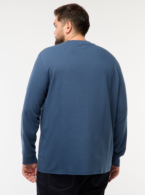 Camisola em malha canelada com gola redonda - Kiabi