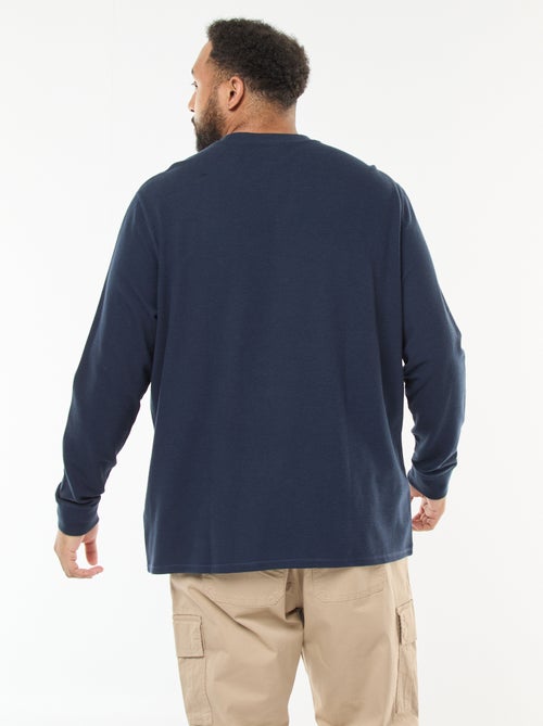 Camisola em malha canelada com gola redonda - Kiabi