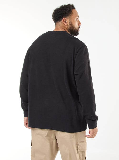 Camisola em malha canelada com gola redonda - Kiabi