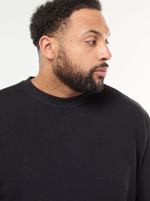 Camisola em malha canelada com gola redonda - Kiabi