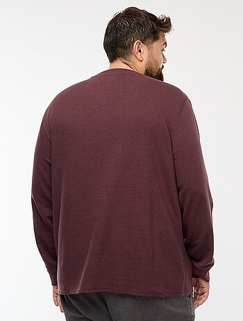 Camisola em malha canelada com gola redonda