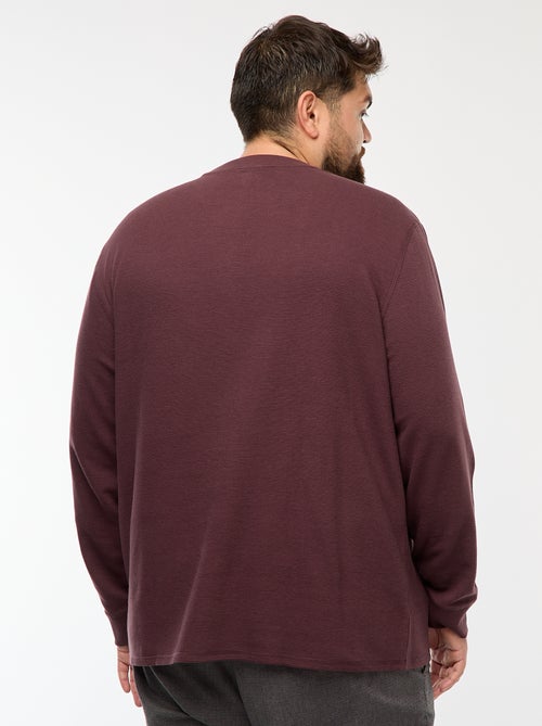 Camisola em malha canelada com gola redonda - Kiabi