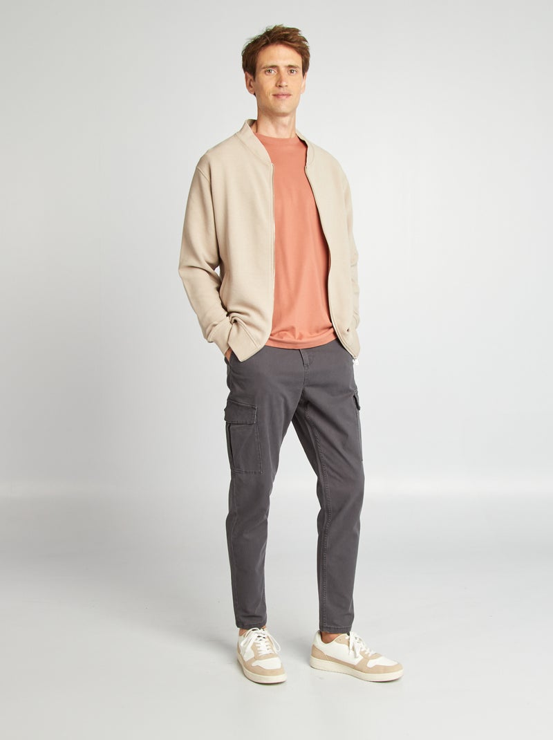 Camisola em malha com abertura com fecho BEGE - Kiabi