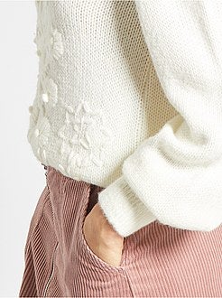 Camisola em malha com bordados - Kiabi