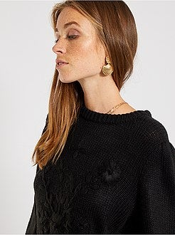 Camisola em malha com bordados - Kiabi