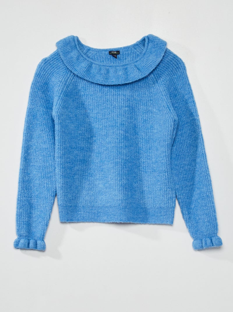 Camisola em malha com cabeção AZUL - Kiabi