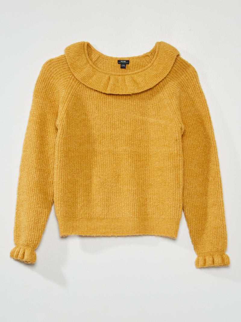 Camisola em malha com cabeção BEGE - Kiabi