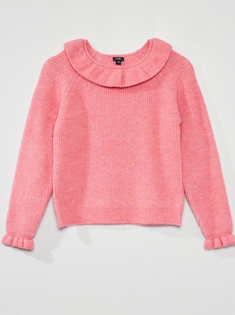 Camisola em malha com cabeção Rosa - Kiabi