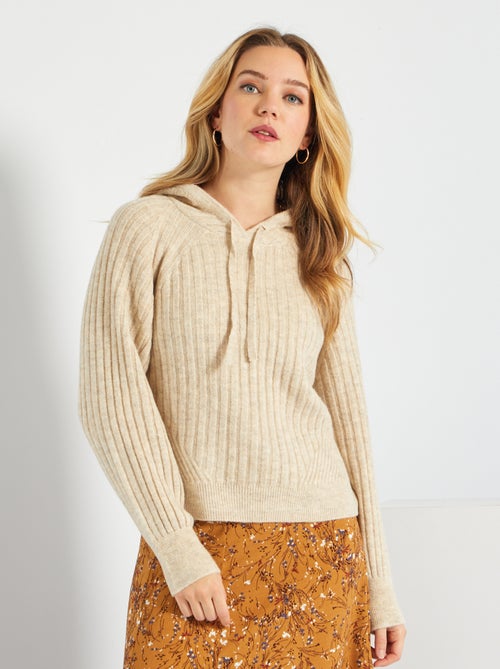 Camisola em malha com capuz - Kiabi