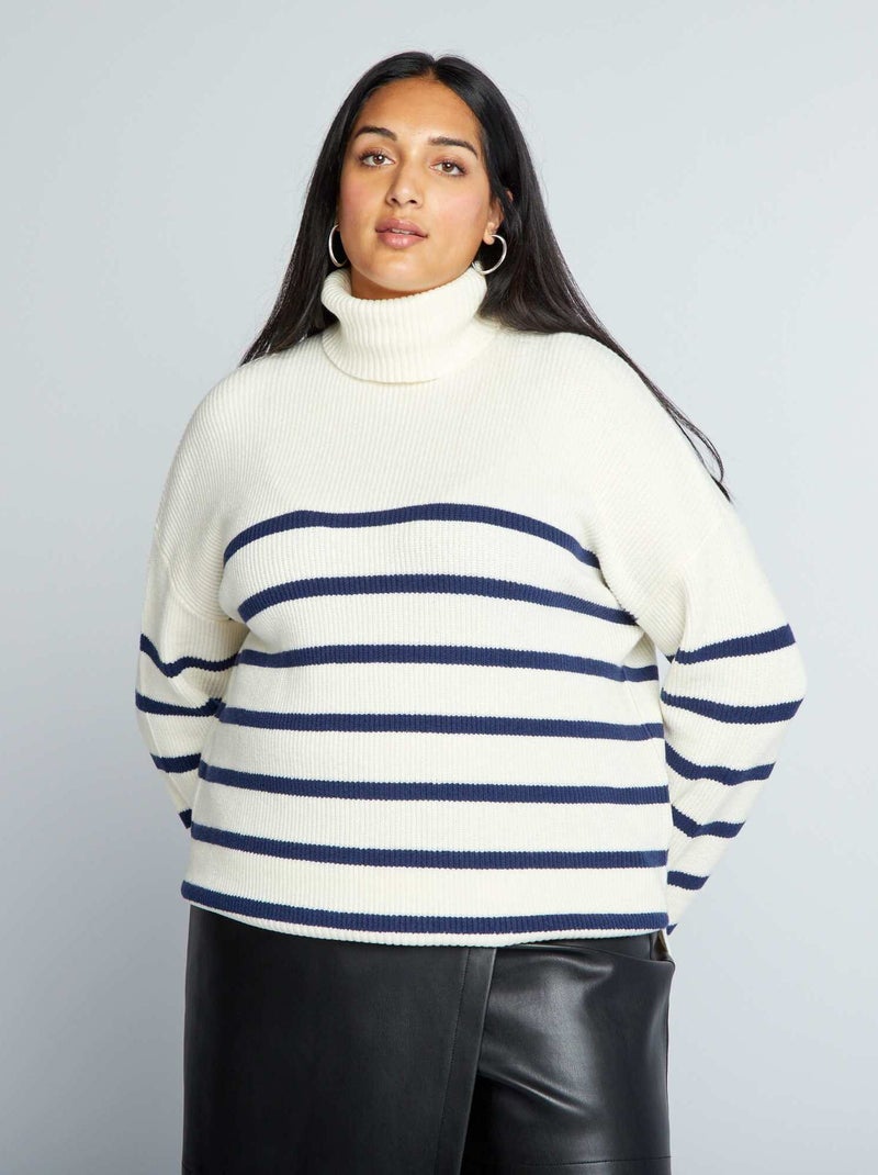 Camisola em malha com gola alta PRETO - Kiabi