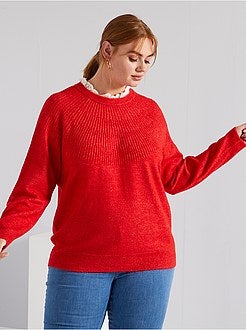 Camisola em malha com gola em renda - Kiabi