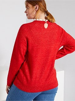 Camisola em malha com gola em renda - Kiabi