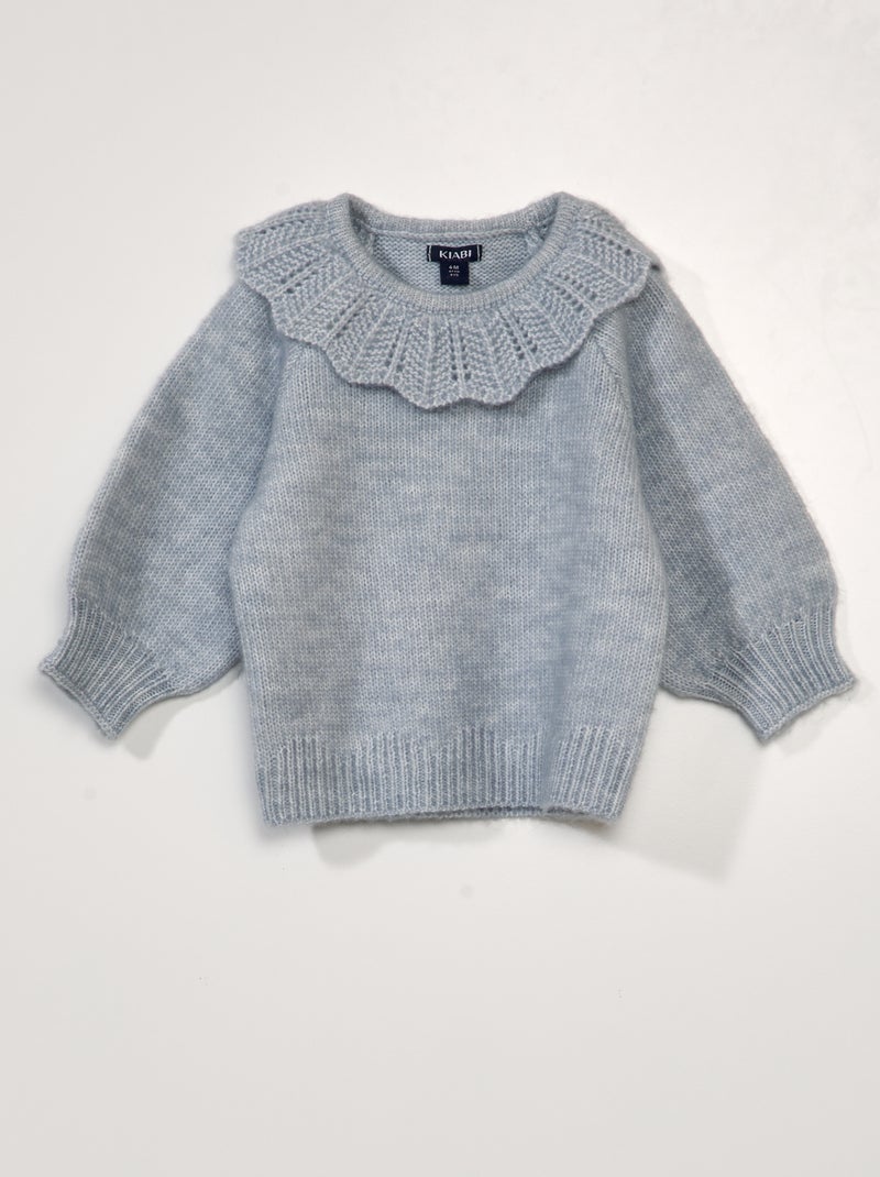 Camisola em malha com gola fantasia AZUL - Kiabi